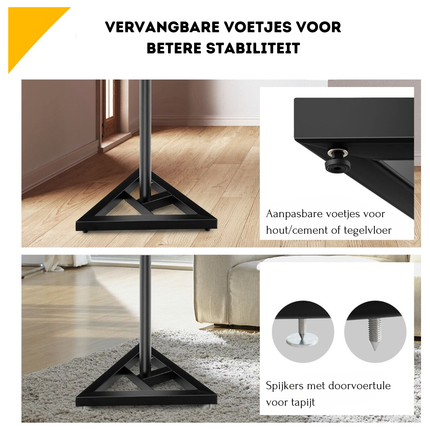 Costway Luidspreker statieven In Hoogte Verstelbaar 97-157 cm - Set Van 2 Luidspreker Standaard - Driehoekige Basis - Vierkant Platform - Antislipstickers