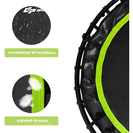 2de kansje Costway Opvouwbare Fitness Trampoline Met Weerstandsbanden - Mini Trampoline - Verstelbaar Zwart/Groen Ø102 cm