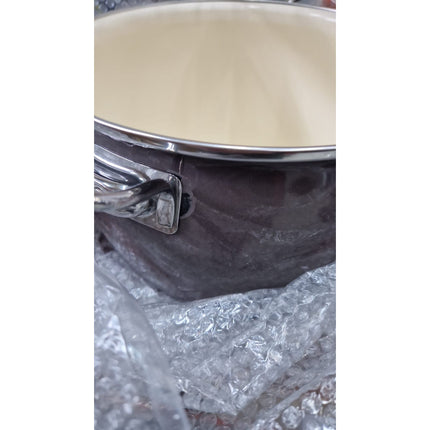 2de kansje Silesia Balbina taupe 8 delige retro emaille pannenset - geschikt voor inductie