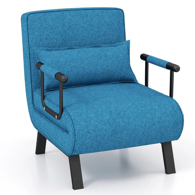 Trendmix 4-in-1 Uitklapbare Slaapstoel Belastbaar Tot 150 kg Blauw - Inklapbare Slaapbank Met 6 Standen Verstelbare Rugleuning - Modern Design Logeerbed - Slaapfauteuil