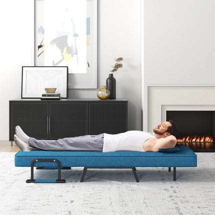 2de kansje Trendmix 4-in-1 Uitklapbare Slaapstoel Belastbaar Tot 150 kg Blauw - Inklapbare Slaapbank Met 6 Standen Verstelbare Rugleuning - Modern Design Logeerbed - Slaapfauteuil