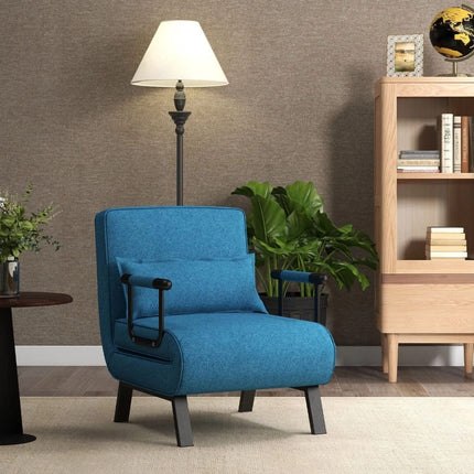 2de kansje Trendmix 4-in-1 Uitklapbare Slaapstoel Belastbaar Tot 150 kg Blauw - Inklapbare Slaapbank Met 6 Standen Verstelbare Rugleuning - Modern Design Logeerbed - Slaapfauteuil