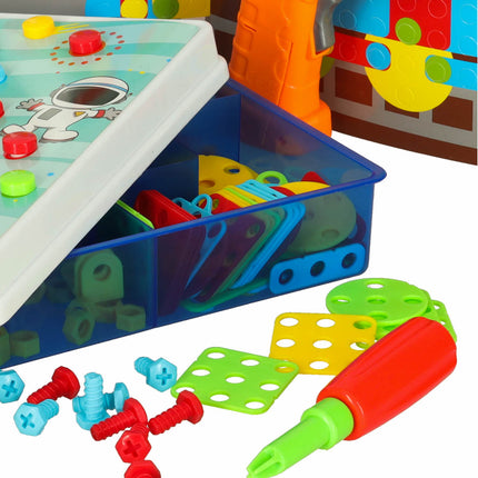 Constructie Bouwset 261-delig – Educatief Doe-Het-Zelfpakket voor Kinderen – Met Boormachine, Schroevendraaier & Gereedschapskoffer – Creatieve 3D Bouwpuzzel