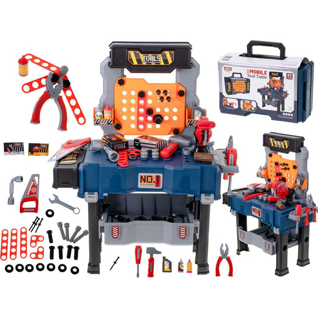 65-delige speelgoed gereedschap werkbank 2 in 1 met accessoires