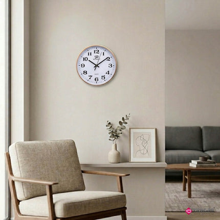 Wandklok 25 cm Houtlook – Stille Klok met Grote Cijfers – Analoge Quartz Keukenklok