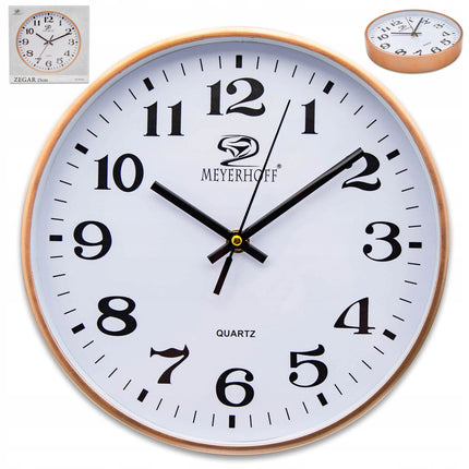 Wandklok 25 cm Houtlook – Stille Klok met Grote Cijfers – Analoge Quartz Keukenklok