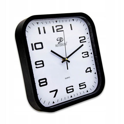 Wandklok 28,5 cm – Stille Klok – Vierkante Muurklok – Zwart