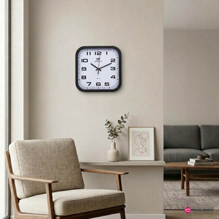 Wandklok 28,5 cm – Stille Klok – Vierkante Muurklok – Zwart