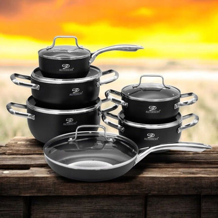Meyerhoff Premium 12 Delige Aluminium Pannenset - Steelpan - Koekenpan - Geschikt Voor Alle Warmtebronnen