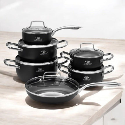 Meyerhoff Premium 12 Delige Aluminium Pannenset - Steelpan - Koekenpan - Geschikt Voor Alle Warmtebronnen