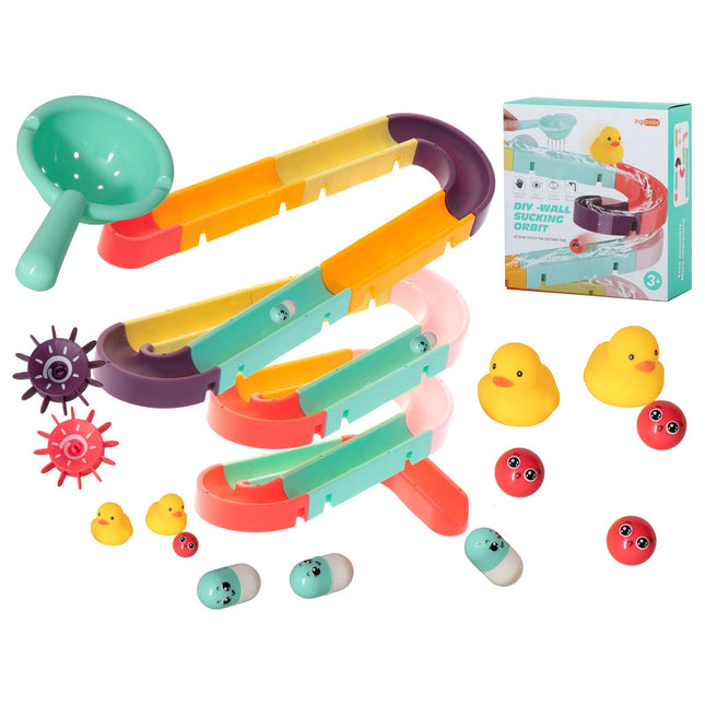 Badspeelgoed Met Eendjes - Waterval Glijbaan Spelletjes - Knikkerbaan Voor In Bad - Kinderbad Speelgoed - Waterspeelgoed - Geel