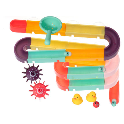 Badspeelgoed Met Eendjes - Waterval Glijbaan Spelletjes - Knikkerbaan Voor In Bad - Kinderbad Speelgoed - Waterspeelgoed - Geel