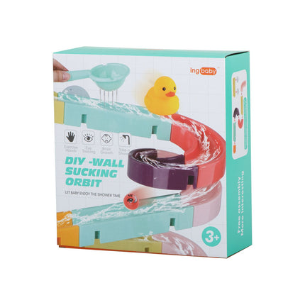 Badspeelgoed Met Eendjes - Waterval Glijbaan Spelletjes - Knikkerbaan Voor In Bad - Kinderbad Speelgoed - Waterspeelgoed - Geel