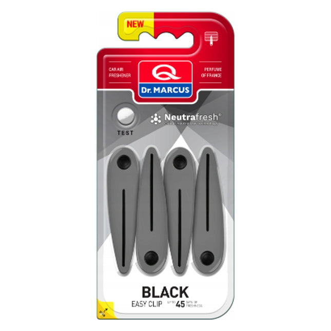 Dr. Marcus Easy Clip Black luchtverfrisser met neutrafresh technologie - Autogeurtje voor in de auto - Tot 45 dagen geurverspreiding - 4 clips voor 4 sterktes
