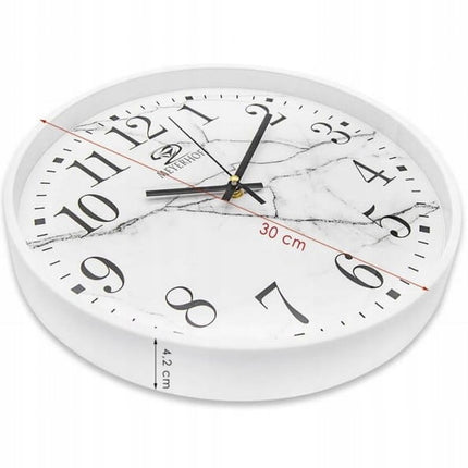 Wandklok 30 cm – Stille Analoge Klok met Quartz Uurwerk – Marmerlook