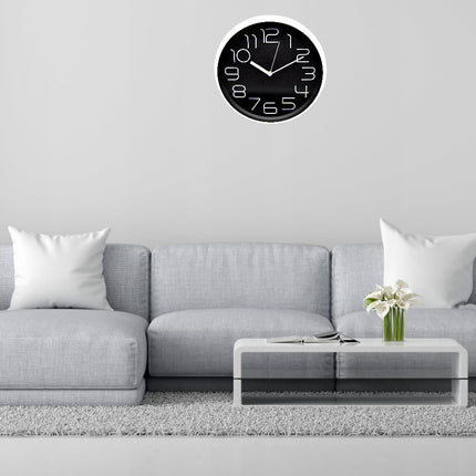 Wandklok 30 cm Zwart – Stille Analoge Klok met Grote Cijfers – Quartz