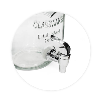 Drankdispenser 4 Liter met Kraantje en Metalen Standaard – Glazen Sapdispenser – Limonadedispenser voor Water, Sap & IJsthee