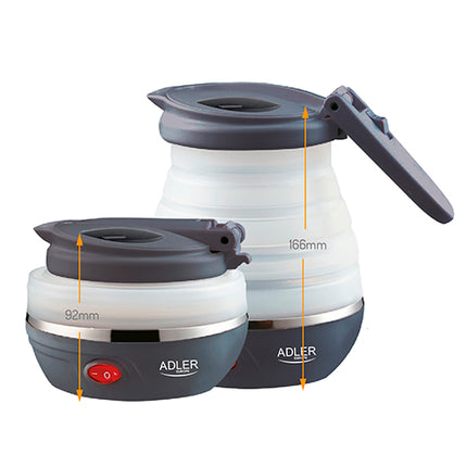 Adler AD 1279 Reiswaterkoker 0,6 Liter 750W – Opvouwbare Siliconen Waterkoker – Compact – Grijs