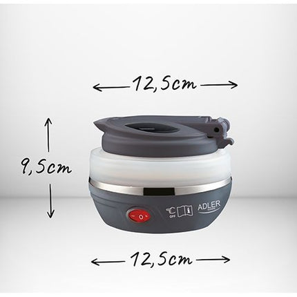 Adler AD 1279 Reiswaterkoker 0,6 Liter 750W – Opvouwbare Siliconen Waterkoker – Compact – Grijs