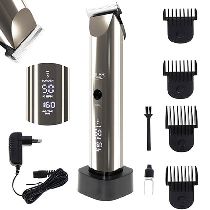 Adler AD 2834 Tondeuse met LCD Display – Draadloos & Met Snoer – 200 Minuten Accuduur – Professionele Haartrimmer