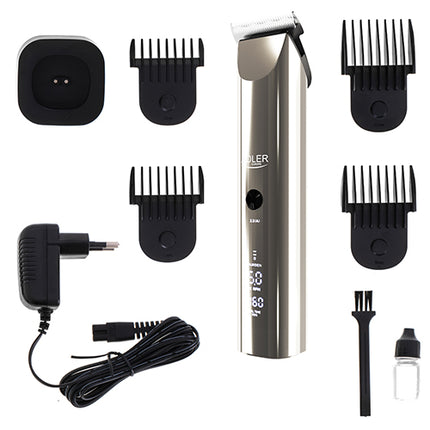 Adler AD 2834 Tondeuse met LCD Display – Draadloos & Met Snoer – 200 Minuten Accuduur – Professionele Haartrimmer