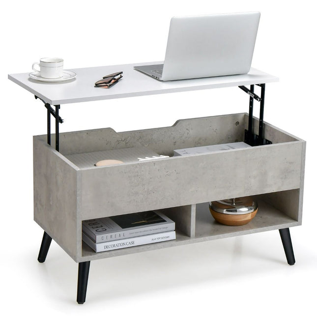 Trendmix Multifunctionele Salontafel Uitklapbaar Grijs - Lift-Top Koffietafel - Verstelbare Woonkamer Tafel 80 x 40 x 44,5 cm