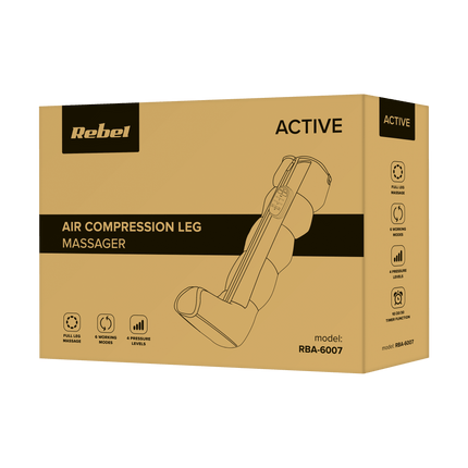 Rebel Active Professioneel Beenmassage Apparaat - Voetmassage Apparaat - Op Luchtdruk - Lymfedrainageapparaat - Draadloos - 5 kamers en 4 druk niveaus - 6 standen en timer functie - Zwart
