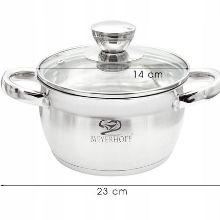 MH-1250 Kookpan 1,3 Liter 14 cm – RVS Pan met Glazen Deksel – Geschikt voor Inductie