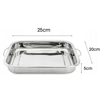 Trager Lasagneschaal RVS Ovenschaal 25 x 20 x 5 cm - Lasagne Bakvorm - Grote Bakvorm Met Handvatten