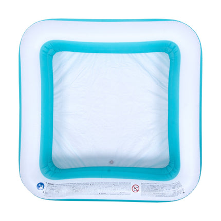 Sunclub Vierkant Opblaasbaar Zwembad 145x145 cm – Familie Zwembad Voor Tuin – Groot Kinderzwembad Met Afvoer – Blauw