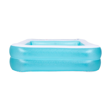 Sunclub Vierkant Opblaasbaar Zwembad 145x145 cm – Familie Zwembad Voor Tuin – Groot Kinderzwembad Met Afvoer – Blauw