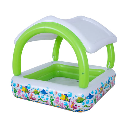 Sunclub Opblaasbaar Kinderzwembad met Zonnedak – 143 x 143 x 123 cm – Baby Zwembad met UV-Bescherming – 240 Liter