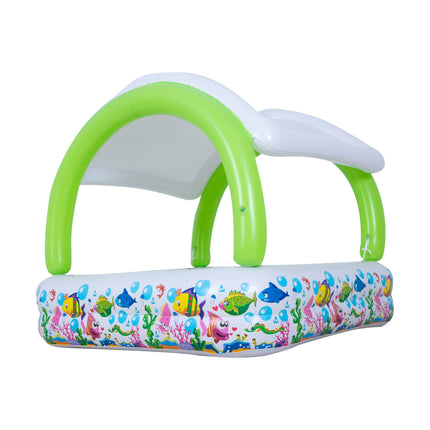 Sunclub Opblaasbaar Kinderzwembad met Zonnedak – 143 x 143 x 123 cm – Baby Zwembad met UV-Bescherming – 240 Liter