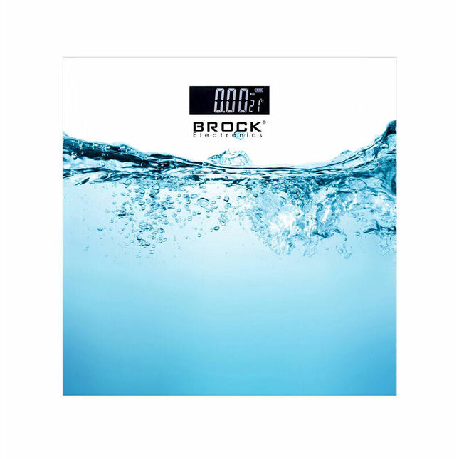 Digitale Personenweegschaal met Waterprint – 30×30 cm – Tot 180 kg – LCD Display – Automatische Inschakeling – Gehard Glas – Slanke Weegschaal voor Badkamer – Inclusief Batterijen