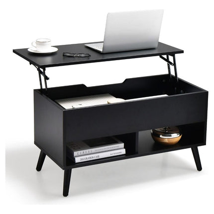 Trendmix Multifunctionele Salontafel Uitklapbaar Zwart - Lift-Top Koffietafel - Verstelbare Woonkamer Tafel 80 x 40 x 44,5 cm