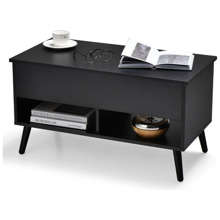 Trendmix Multifunctionele Salontafel Uitklapbaar Zwart - Lift-Top Koffietafel - Verstelbare Woonkamer Tafel 80 x 40 x 44,5 cm