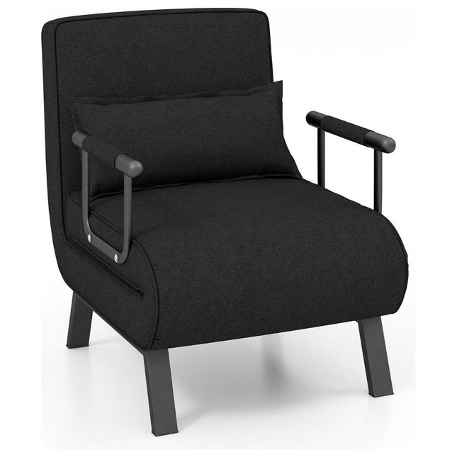 Trendmix 4-in-1 Uitklapbare Slaapstoel Belastbaar Tot 150 kg Zwart - Inklapbare Slaapbank Met 6 Standen Verstelbare Rugleuning - Modern Design Logeerbed - Slaapfauteuil