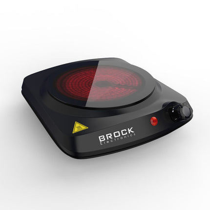 Brock Electronics Elektrische Kookplaat - Infrarood Kookplaat - Compacte 1 Pits - 1200W - Zwart