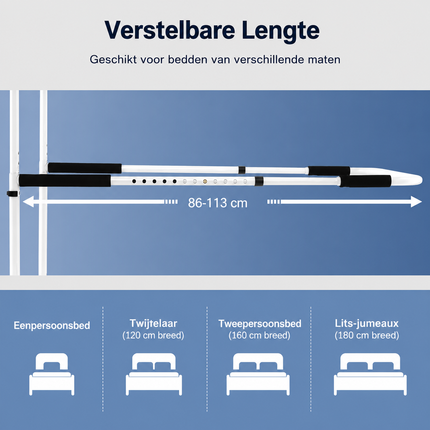Bedbeugel voor Senioren – Bedgreep voor Uit Bed Stappen – Verstelbare Bedhek – Bedsteun voor Ouderen – Valpreventie – Wit