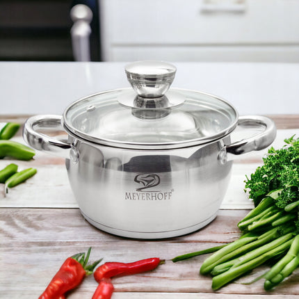 Kookpan 1,8 Liter RVS met Deksel – 16 cm Pan voor Inductie, Gas & Keramisch – Met Maatverdeling