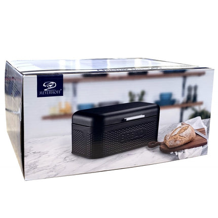 Meyerhoff broodtrommel met 3D reliëf Bread en klepdeksel zwart MH-1299B