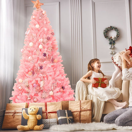 Trendmix Roze Kunstkerstboom Met Standaard 225 cm - Scharnierende Sparren - Volle Boom 1258 Takken - PVC