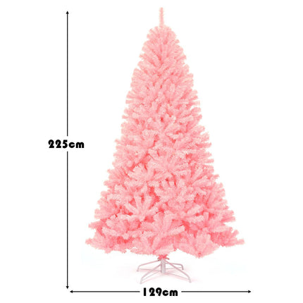 Trendmix Roze Kunstkerstboom Met Standaard 225 cm - Scharnierende Sparren - Volle Boom 1258 Takken - PVC