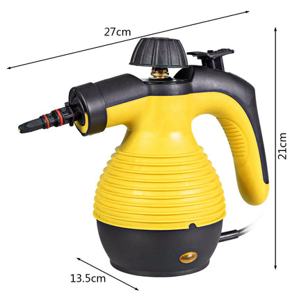 Costway Hand 2de kansje Stoomreiniger Met 9-Delige Accessoireset - Handstomer Met Veilig Ontwerp - 350 ml Geel