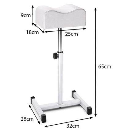Trendmix Pedicure & Manicure Voetensteun – Verstelbare Hoogte 45–65 cm – Ergonomisch – Staal & Wit Leer