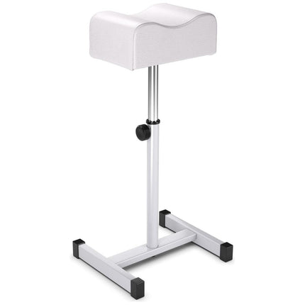 Trendmix Pedicure & Manicure Voetensteun – Verstelbare Hoogte 45–65 cm – Ergonomisch – Staal & Wit Leer