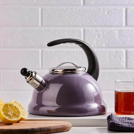 Altom Design Izydor Fluitketel Emaille  2.5 Liter - Ook Geschikt Voor Inductie - Retro Waterketel - Licht Paars