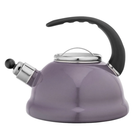 Altom Design Izydor Fluitketel Emaille  2.5 Liter - Ook Geschikt Voor Inductie - Retro Waterketel - Licht Paars