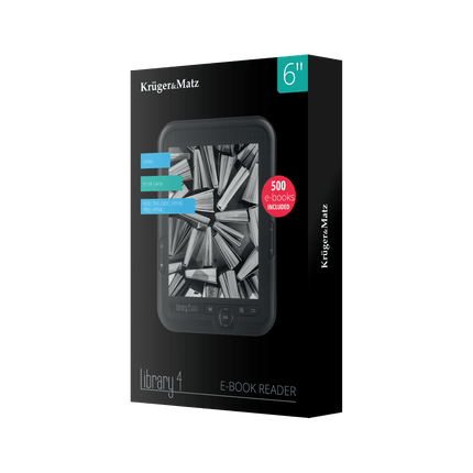 Kruger & Matz Library 4 E-reader 6-inch 8 GB inclusief beschermhoes en koptelefoon zwart