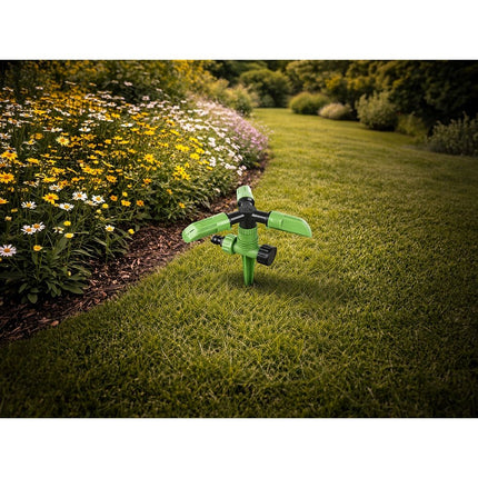 DIVODV Tuinsproeier met Grondpen 360° – Gazonsproeier tot 18 m² – Automatische Sprinkler met 3 Sproeiarmen